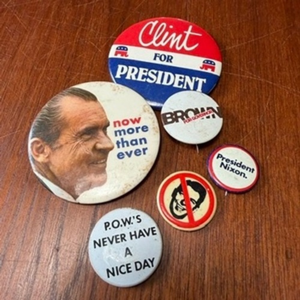 VTG Political Campaign Button Pin Lot Nixon Reagan Brown POW RARE Memorabilia
